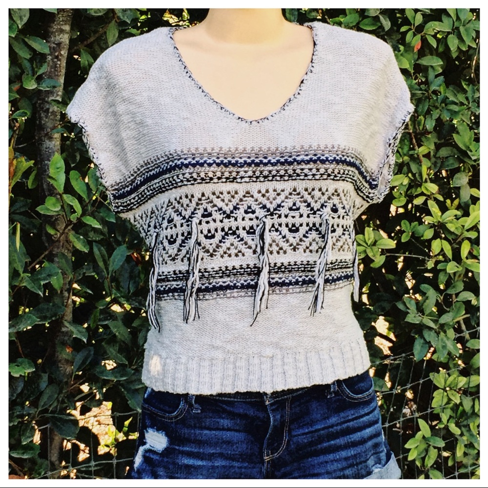 Mustard Seed Hi-Low Open Back Sweater w/ Fringe